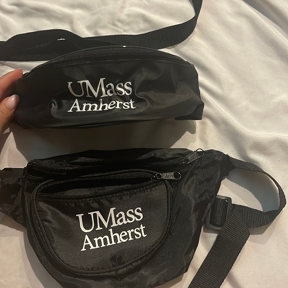 2 black UMass Amherst Fanny Packs